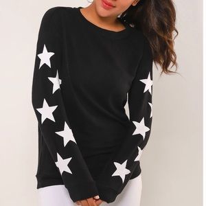 Blooming Jelly Dreamy Stars Pullover Sweatshirt Black & White Size S NWOT